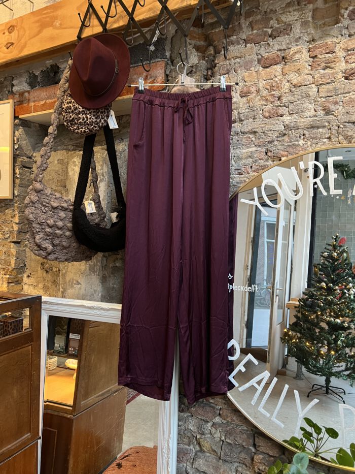 Satin pants burgundy - Afbeelding 4