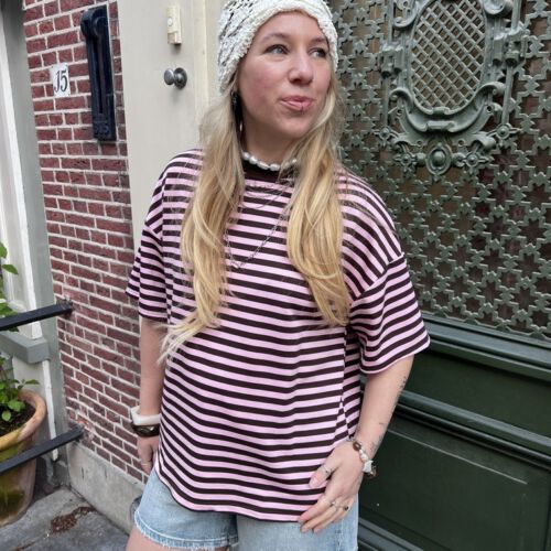 T-shirt gestreept Mo roze
