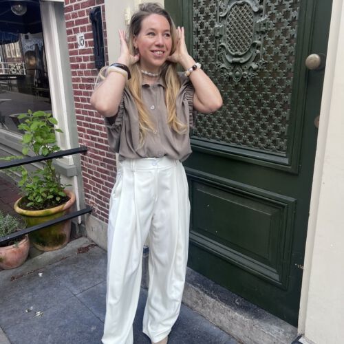 Ruffle top Sam taupe